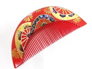 アンティーク　漆塗り蒔絵　螺鈿　櫛